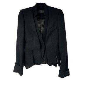 TOV Holy Black Wool Blend Open Blazer Jacket Women’s Sz 40 M